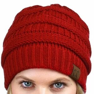C.C Thick Soft Cable Knit Unisex Beanie Hat